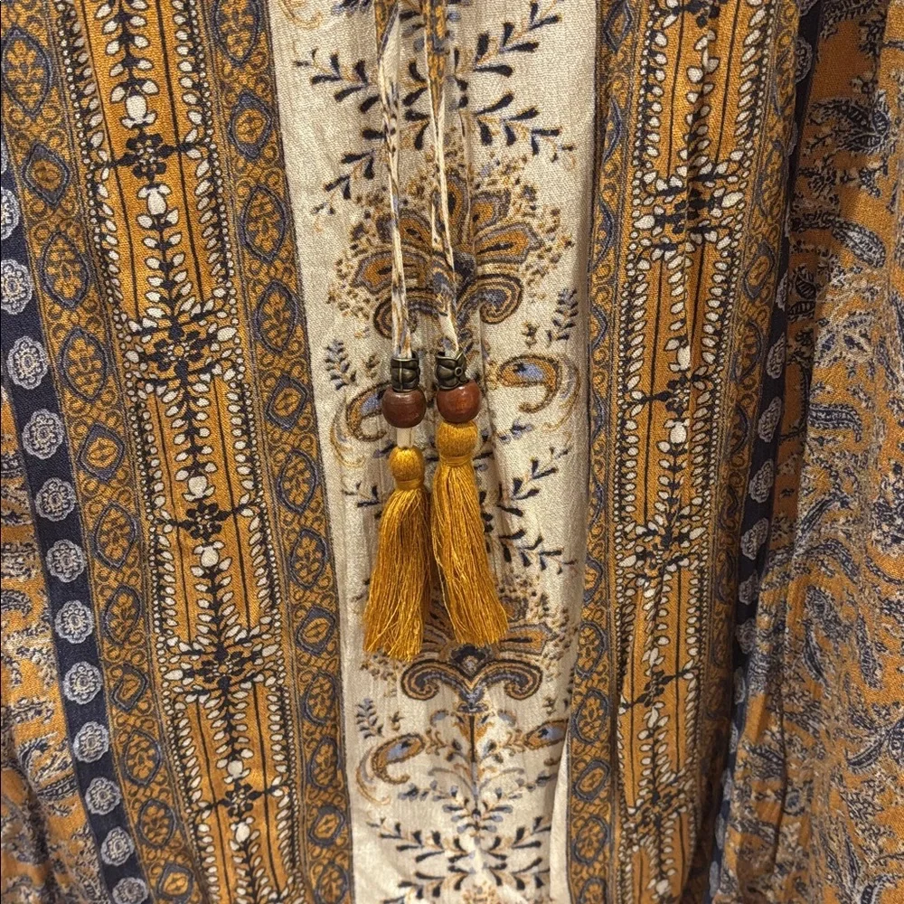 NWT Paisley Blouse - Mustard and Navy - Picture 2 of 9